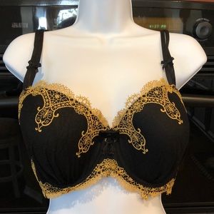 Soma Padded Lace & Bow Black Bra 40 D